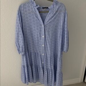Blue Eyelet Button-Down Dress